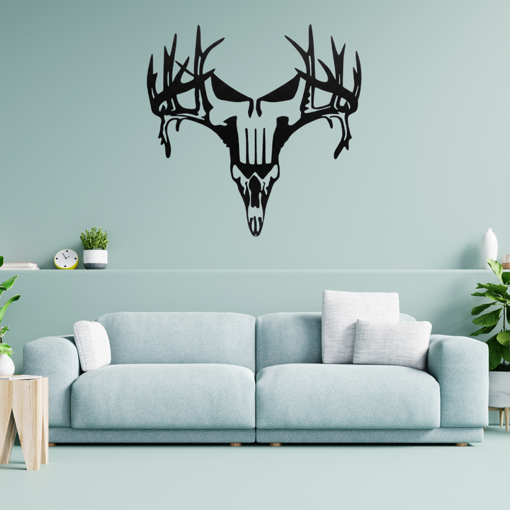 Deer Punisher Metal Wall Art – Hunting Skull Rustic Home Decor