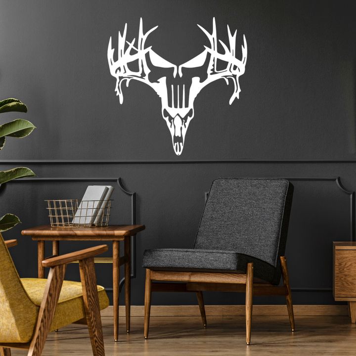 Deer Punisher Metal Wall Art – Hunting Skull Rustic Home Decor