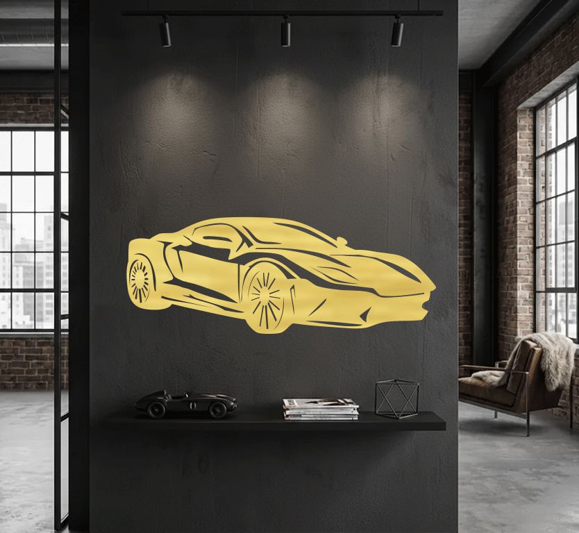 Super Car Silhouette Metal wall Art