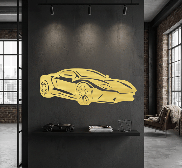 Super Car Silhouette Metal wall Art
