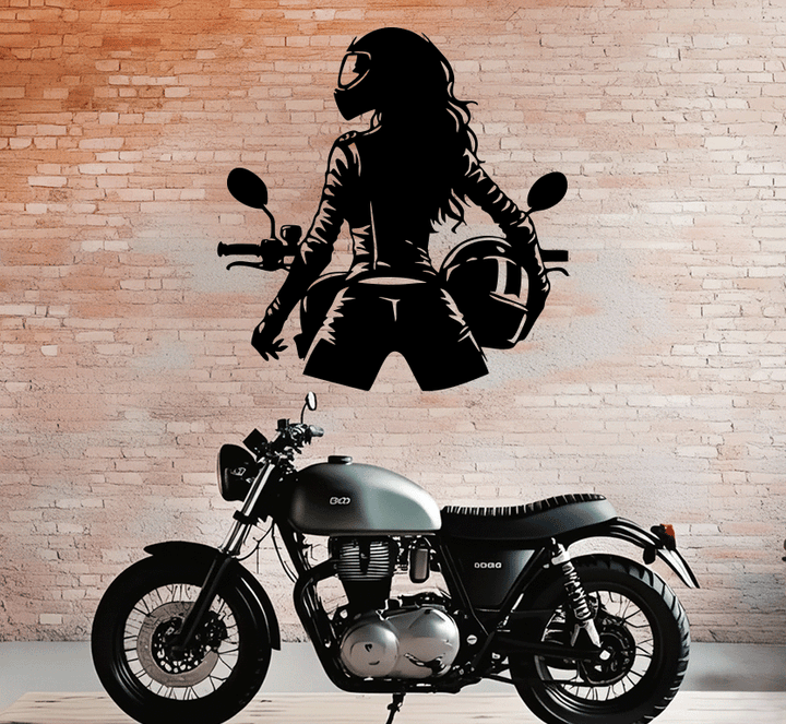 Biker Girl Metal Wall Art