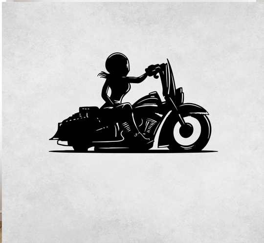 Female Biker - Metal Wall Art