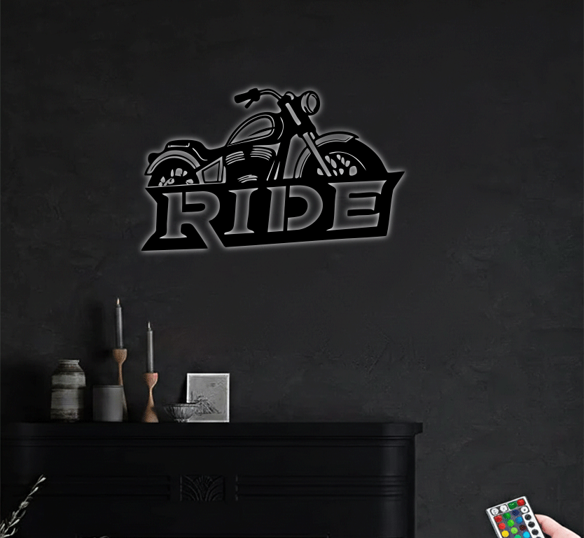 Ride Motorcycle Metal Wall Art