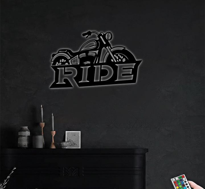 Ride Motorcycle Metal Wall Art