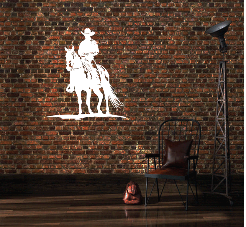 Cowboy on Horse Metal Wall Art