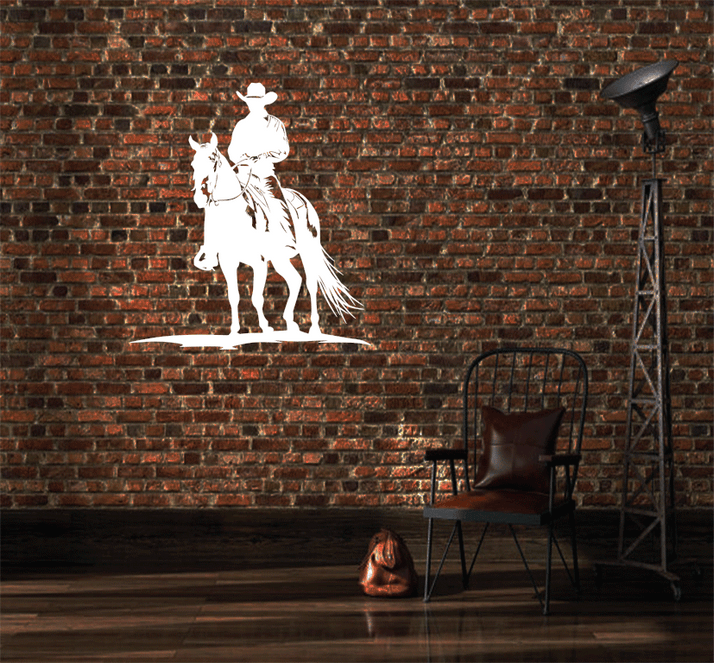 Cowboy on Horse Metal Wall Art