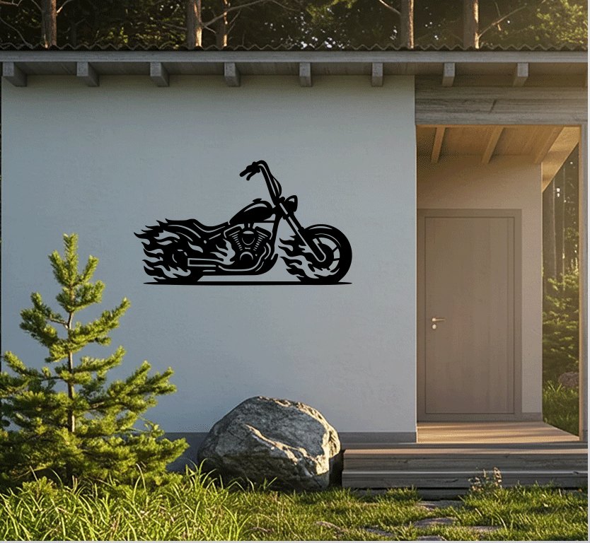 Flaming Bike Metal Wall Art, view 7 by MetalPlex