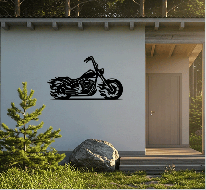 Flaming Bike Metal Wall Art, view 7 by MetalPlex