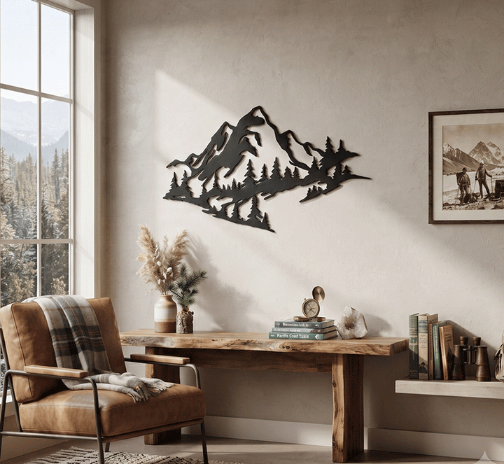 Mountain Range View Metal Wall Art