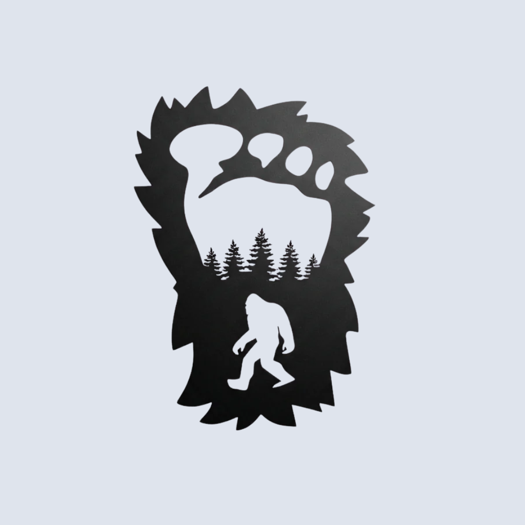 Bigfoot Foot Print Metal Wall Art – Funny Sasquatch Outdoor Nature Decor