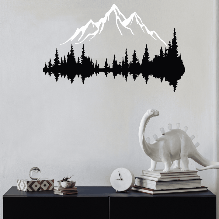 2 Pcs Mountain Range and Dark Forest Metal Wall Art - MetalPlex