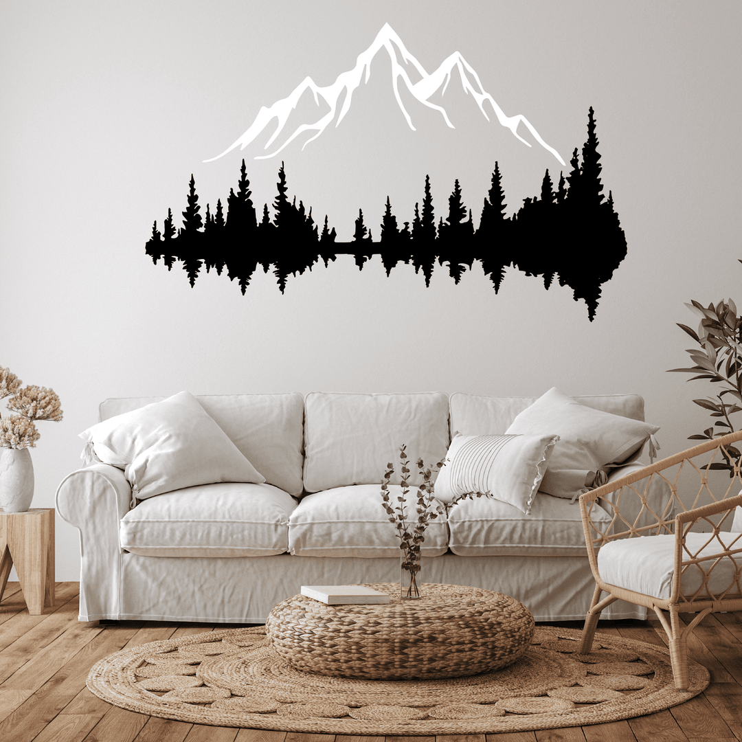 2 Pcs Mountain Range and Dark Forest Metal Wall Art - MetalPlex