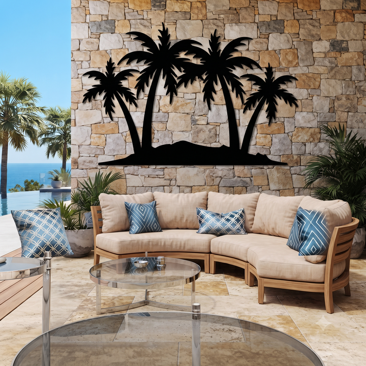 Palm Trees Metal Wall Art – Tropical Beach Home &amp; Outdoor Decor