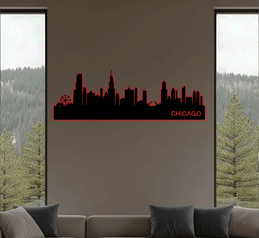 Chicago Skyline Metal Wall Art, view 8 by MetalPlex