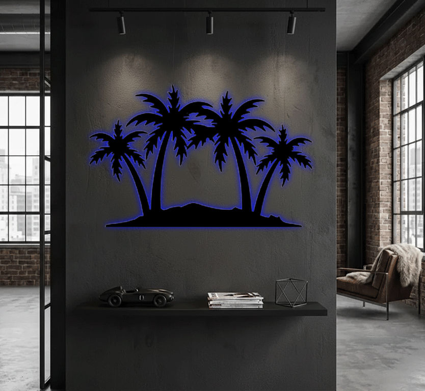 Palm Trees Metal Wall Art – Tropical Beach Home &amp; Outdoor Decor
