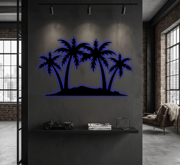 Palm Trees Metal Wall Art – Tropical Beach Home &amp; Outdoor Decor
