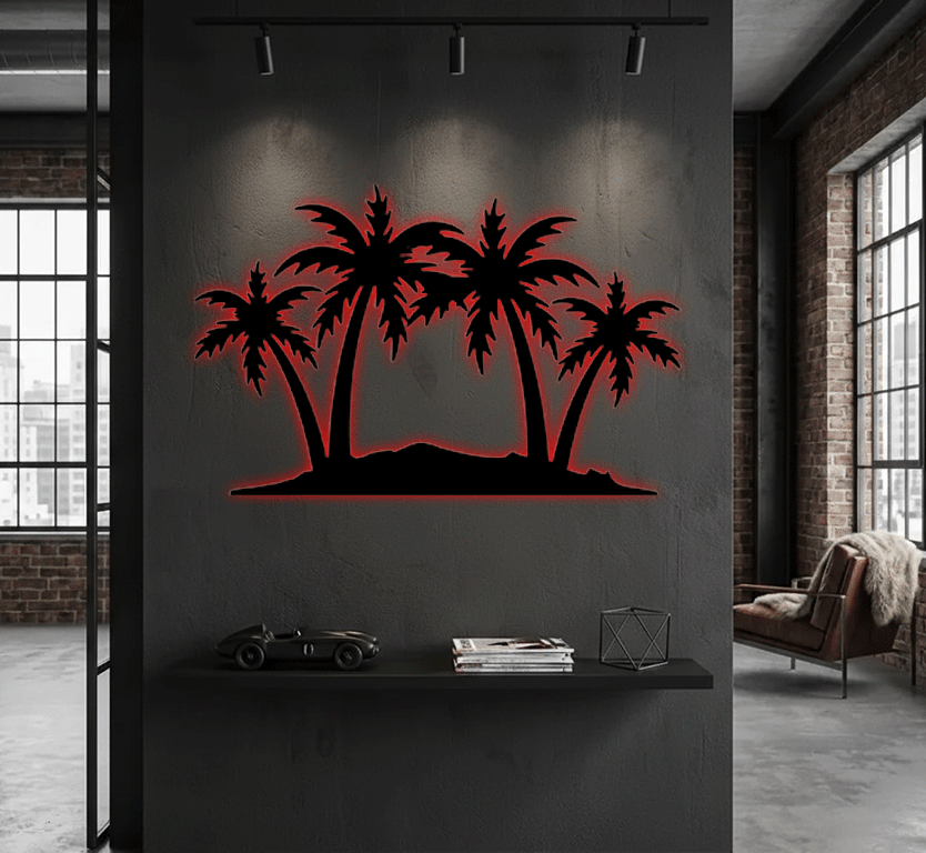 Palm Trees Metal Wall Art – Tropical Beach Home &amp; Outdoor Decor