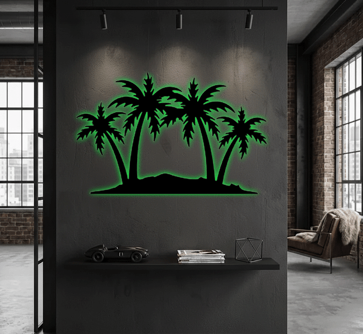 Palm Trees Metal Wall Art – Tropical Beach Home &amp; Outdoor Decor