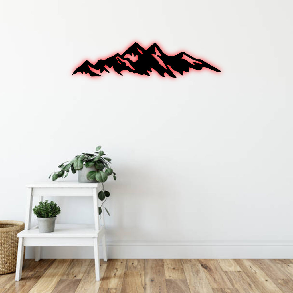 The intricate contours and finely etched details of the mountain peaks create a mesmerizing visual journey. Each nuance is expertly captured in durable, high-quality metal, ensuring a lasting masterpiece that stands the test of time. The play of light and shadow on the textured surface adds depth, creating a dynamic focal point for any room.