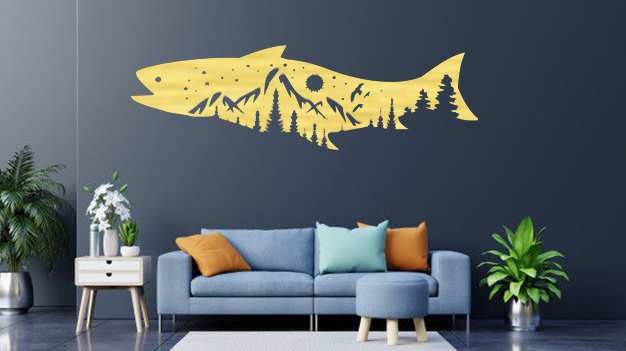 Salmon Fish Design - Metal Wall Art - MetalPlex