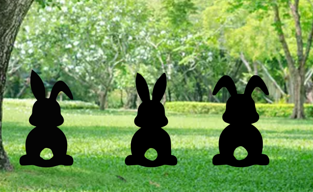 Set of 3 Bunnies Garden Stakes - Metal Art - MetalPlex