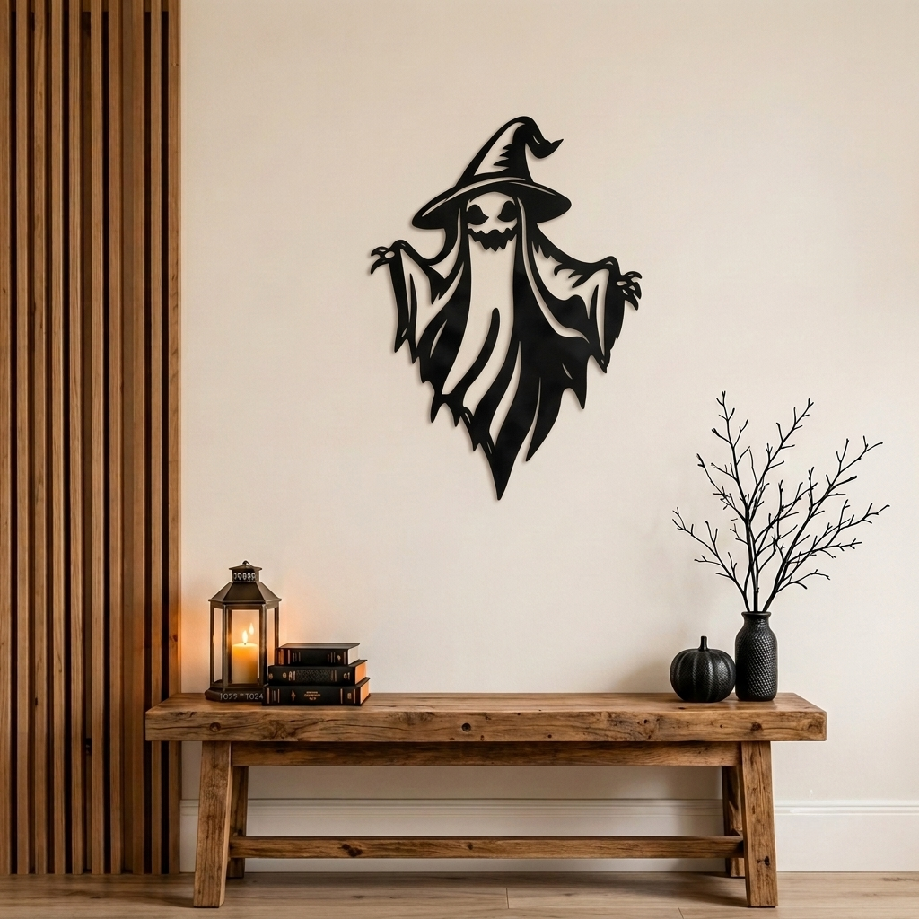 Spooky Witch Ghost Metal Wall Art, view 4 by MetalPlex