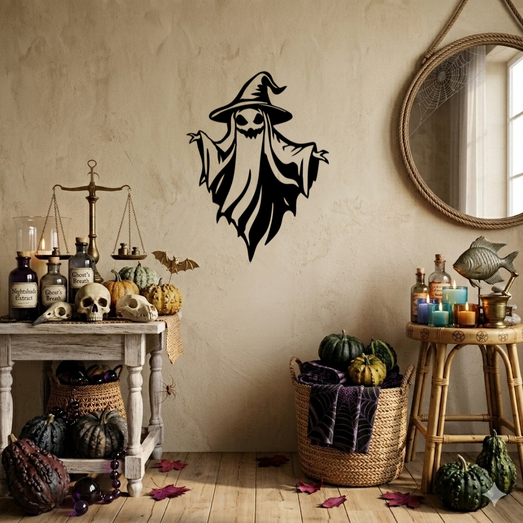 Spooky Witch Ghost Metal Wall Art, view 5 by MetalPlex