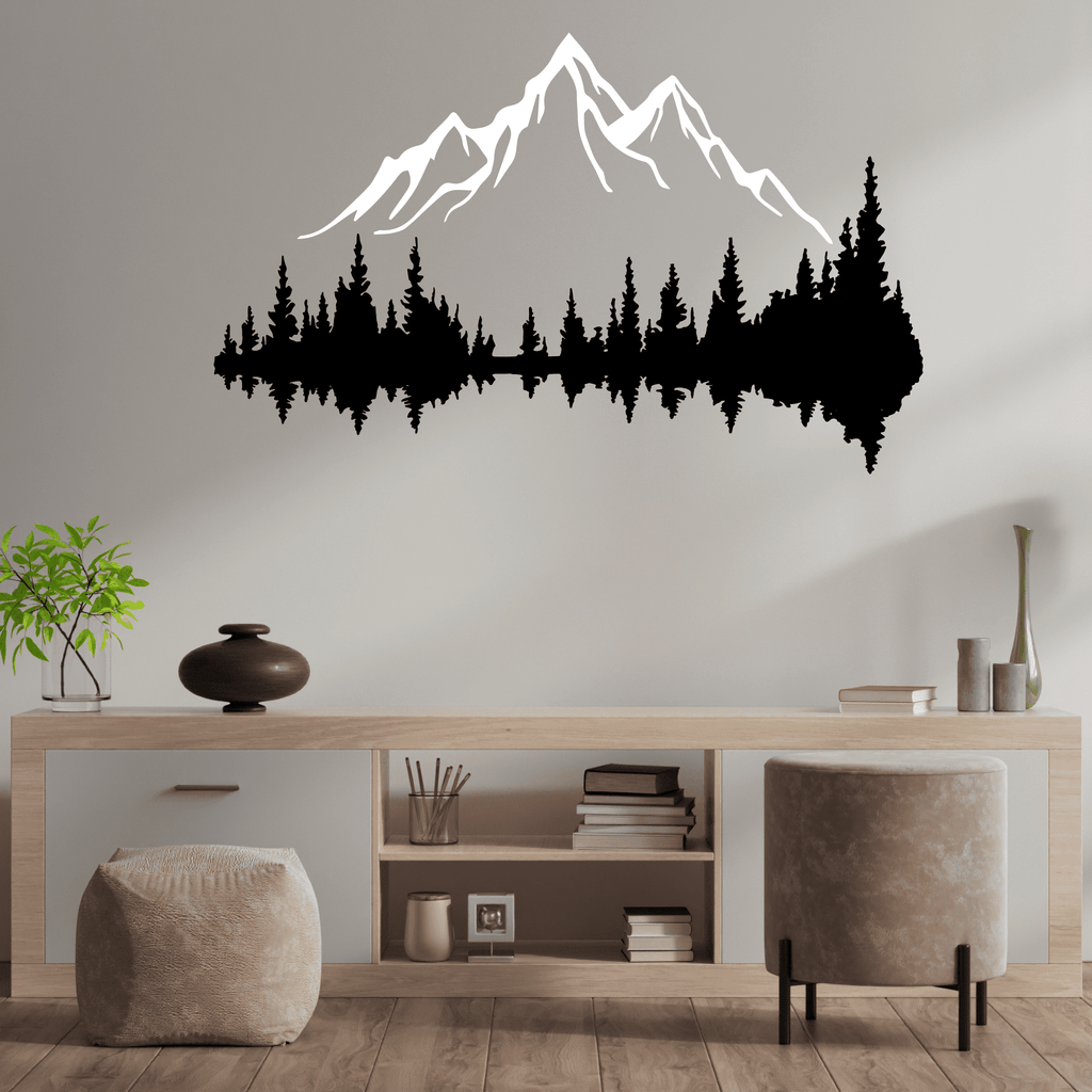 2 Piece Mountain Range and Dark Forest Metal Wall Art - MetalPlex