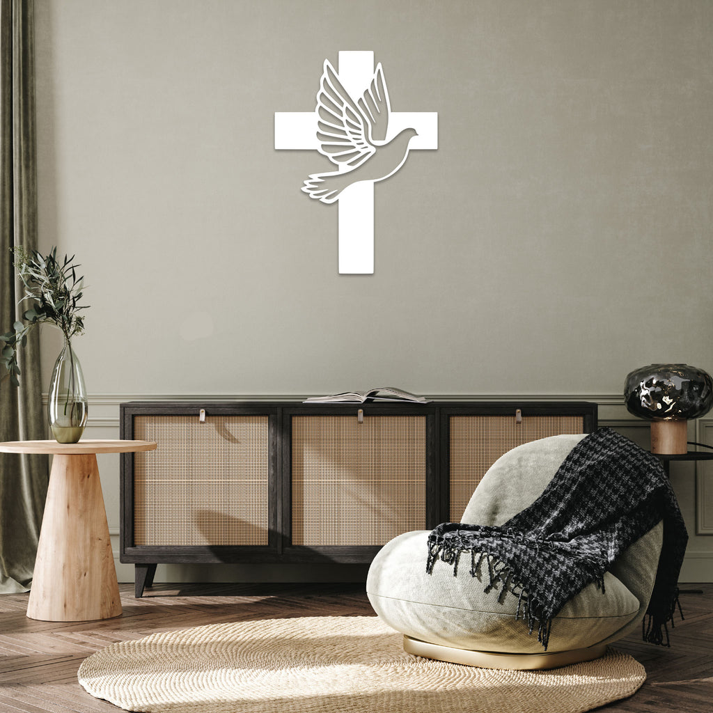 Dove Cross - Metal Wall Art - MetalPlex