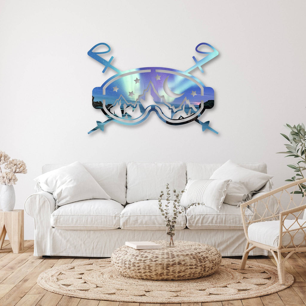 Northern Lights Ski Goggles - Metal Wall Art - MetalPlex