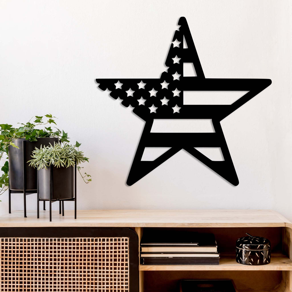American Flag Star - Metal Wall Art - MetalPlex