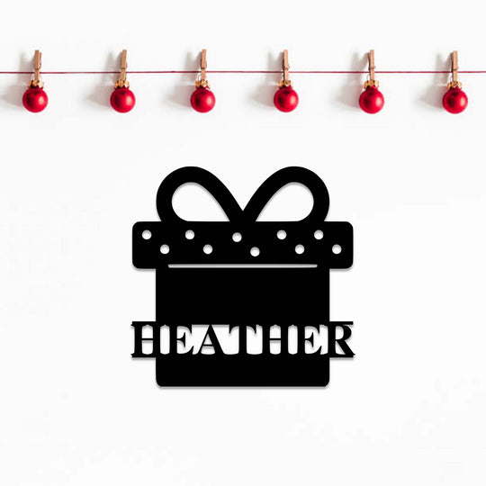 Christmas Present Monogram - Metal Wall Art