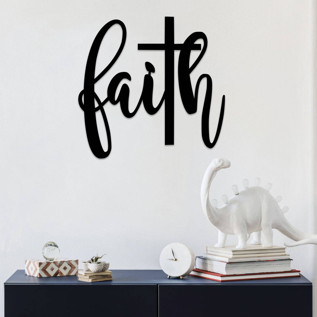Faith Cross Script - Metal Wall Art - MetalPlex