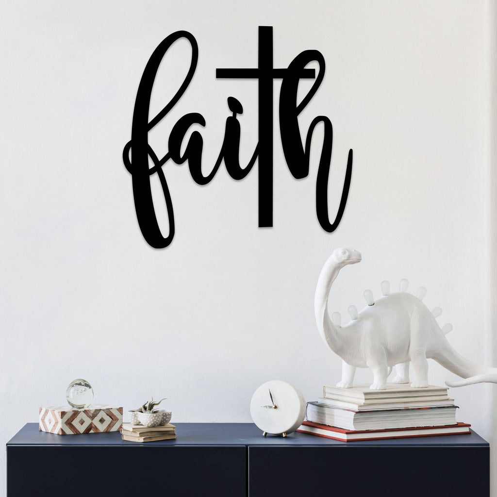 Faith Cross Script - Metal Wall Art - MetalPlex