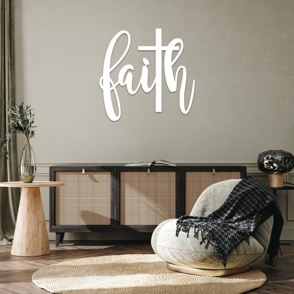 Scripted Faith Faith Cross Script - Metal Wall Art