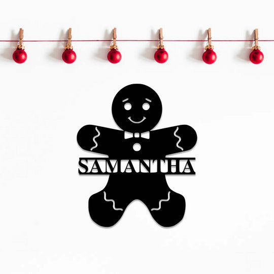 Gingerbread Man Monogram - Metal Wall Art