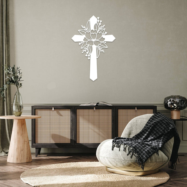 Flower Cross - Metal Wall Art - MetalPlex