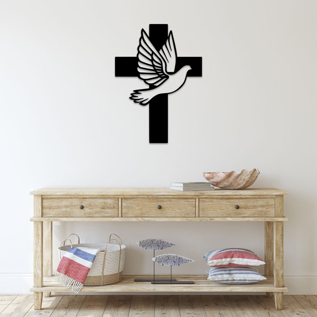 Dove Cross - Metal Wall Art - MetalPlex