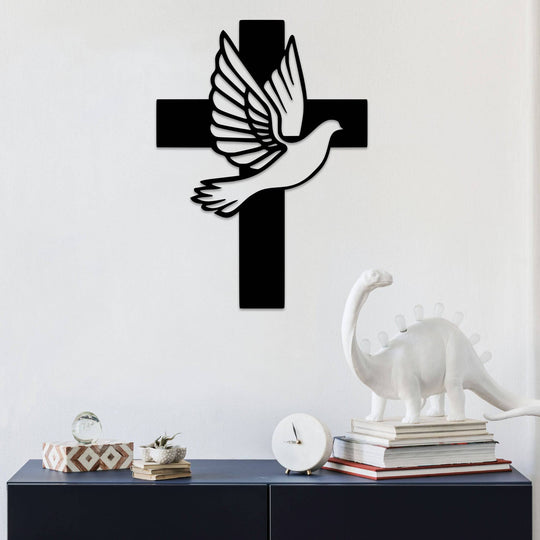 Dove Cross - Metal Wall Art