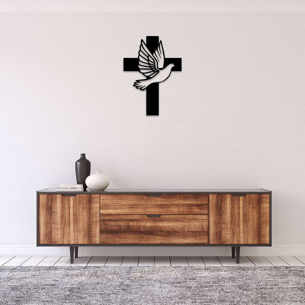 Dove Cross - Metal Wall Art - MetalPlex