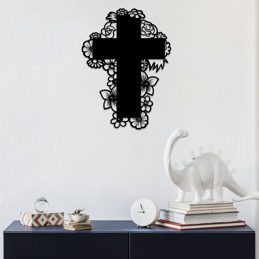 Floral Cross - Metal Wall Art - MetalPlex