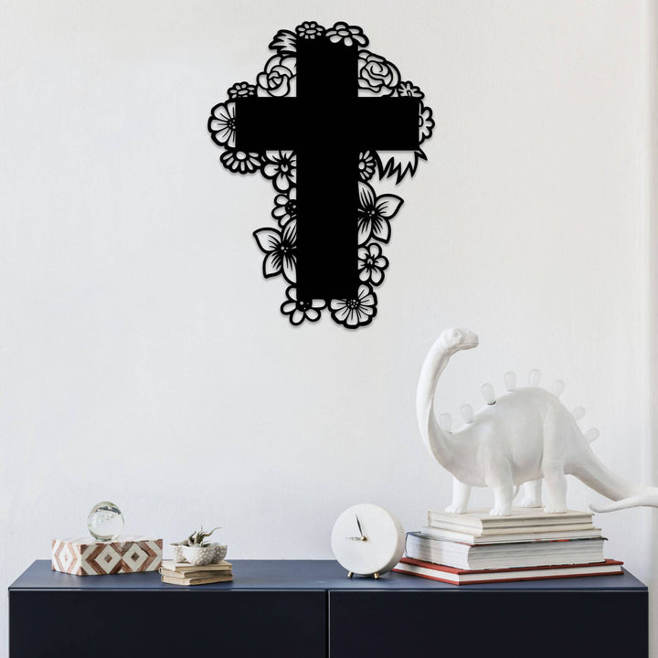 Floral Cross - Metal Wall Art - MetalPlex
