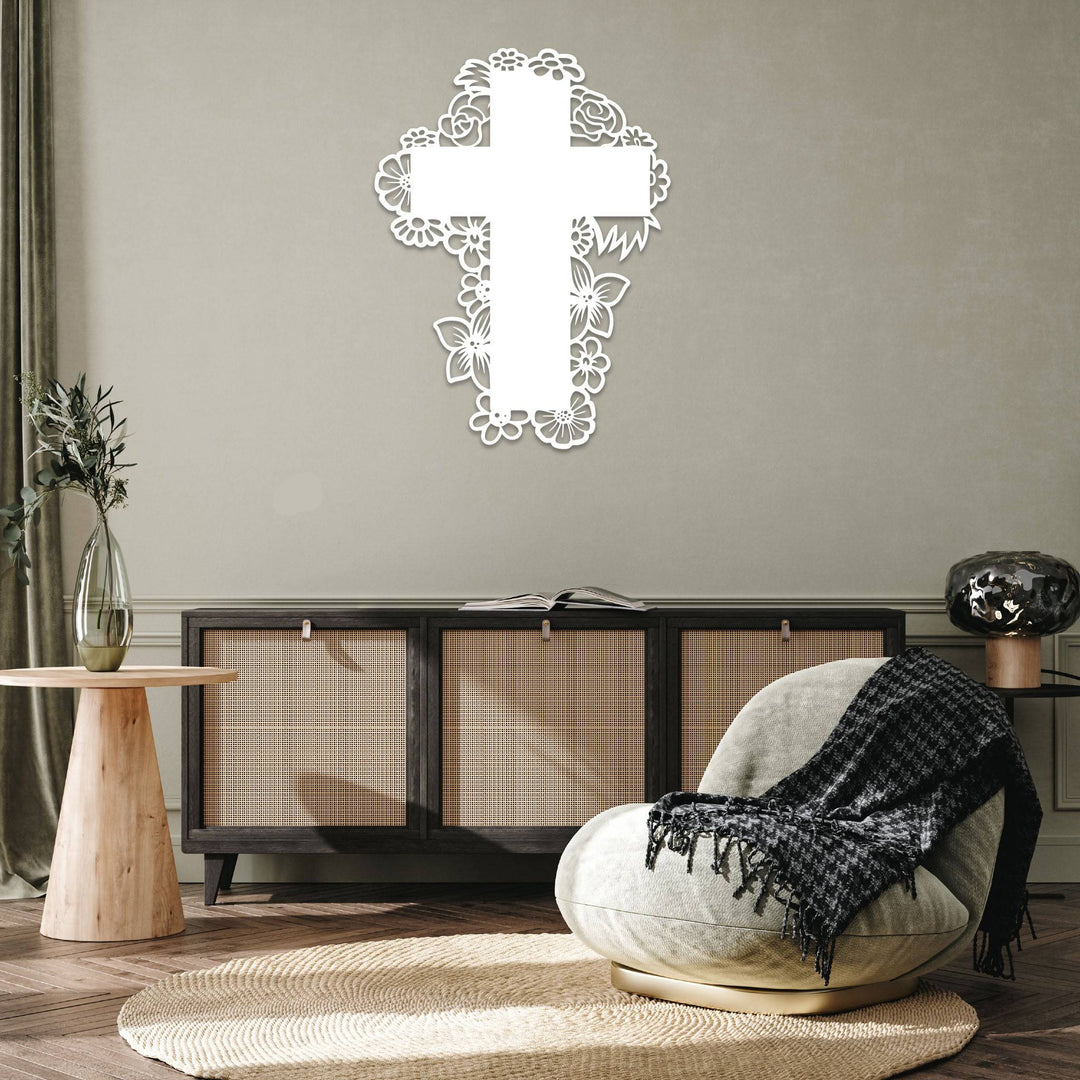 Floral Cross - Metal Wall Art - MetalPlex