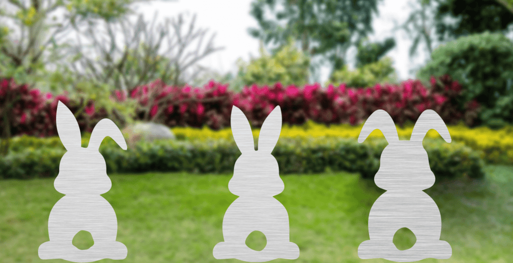 Set of 3 Bunnies Garden Stakes - Metal Art - MetalPlex