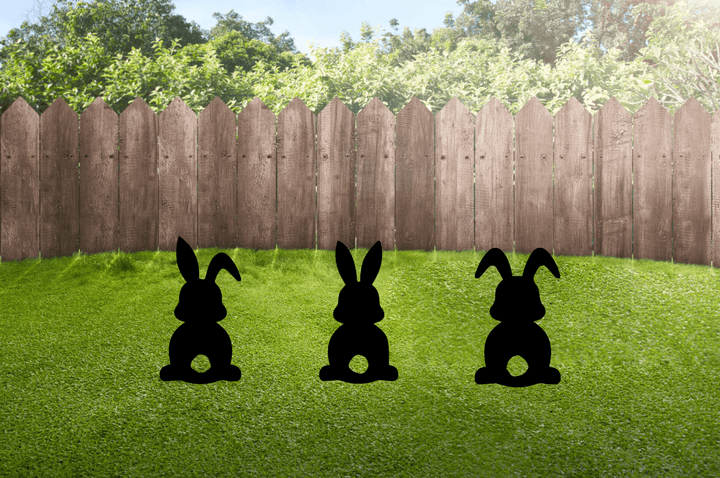 Set of 3 Bunnies Garden Stakes - Metal Art - MetalPlex