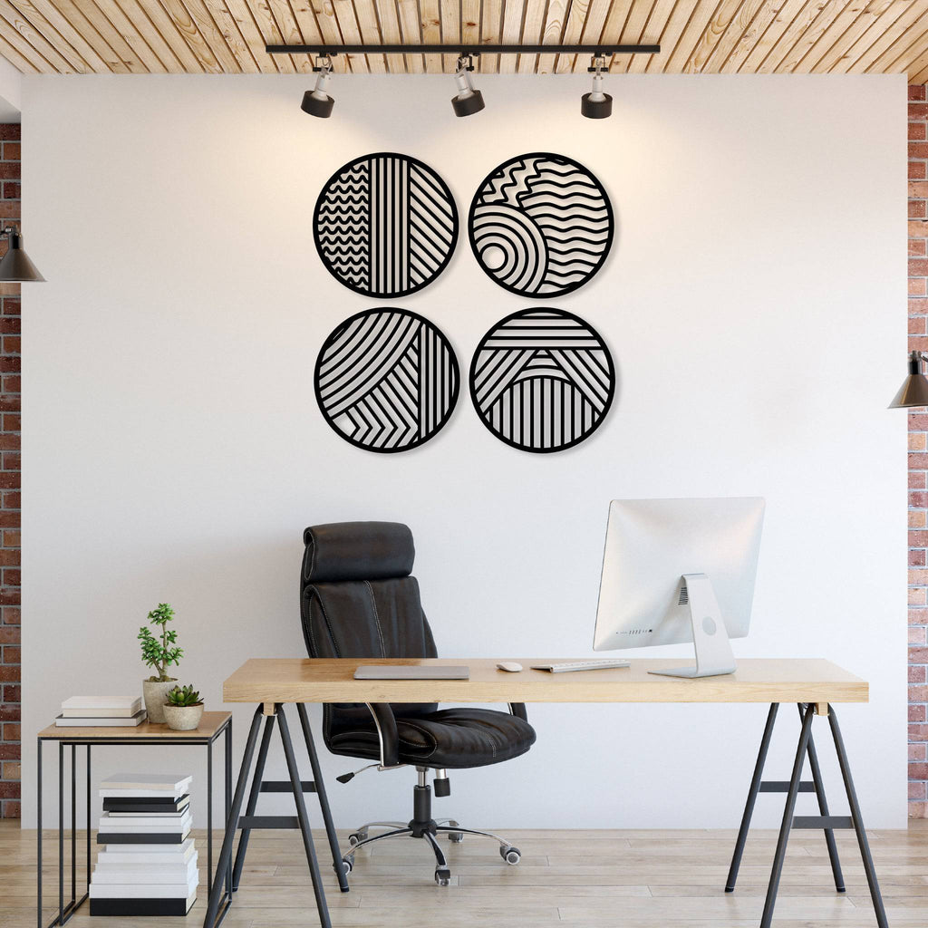 Modern Circles (4 Piece Set) - Metal Wall Art - MetalPlex