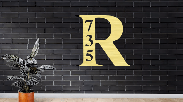 Monogram Address Sign - Metal Wall Art - MetalPlex