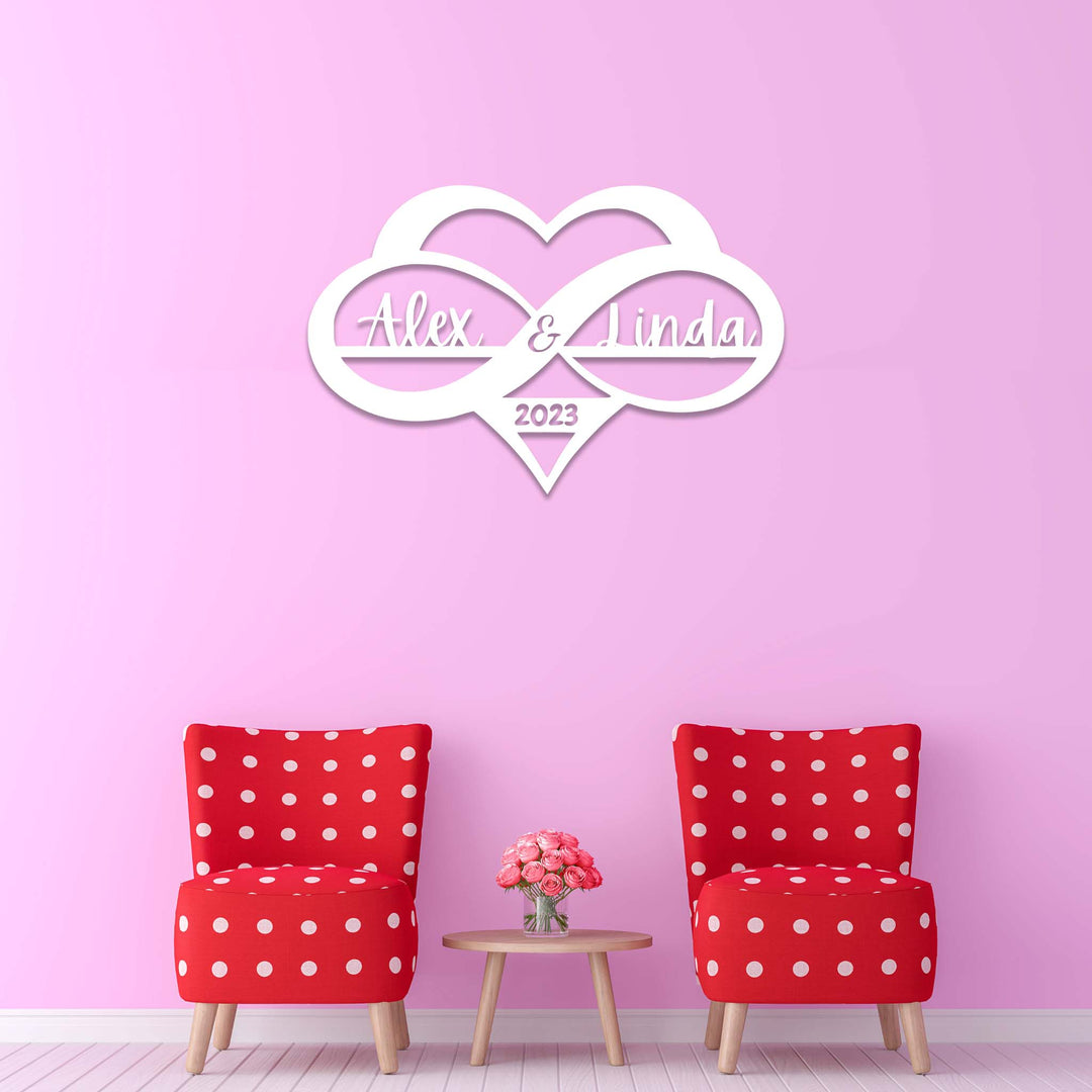 Personalized Infinity Heart Sign - Metal Wall Art - MetalPlex