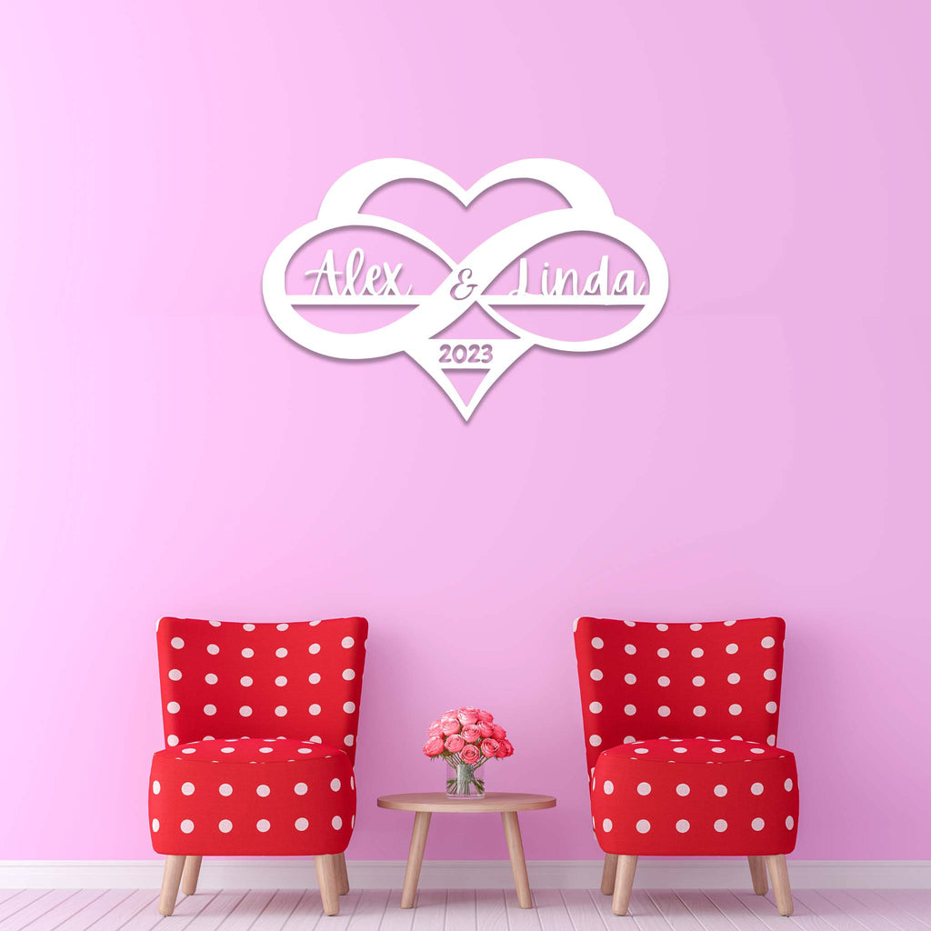 Personalized Infinity Heart Sign - Metal Wall Art - MetalPlex