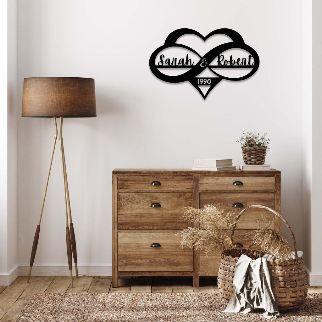 Personalized Infinity Heart Sign - Metal Wall Art - MetalPlex